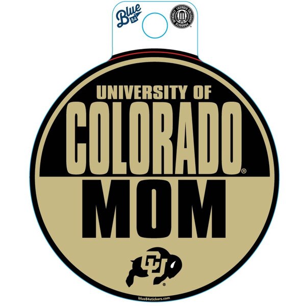 University of Colorado Mom sticker with CU Buffaloes logo in black and gold